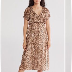 Steve Madden Brown Leopard Print Midi Dress